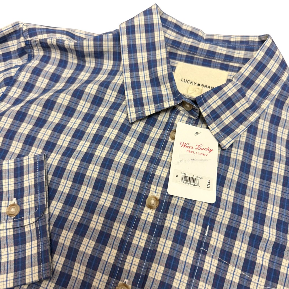 Lucky Brand Womens Blue Plaid Button Down Long Sleeve Shirt 154411 Small NEW